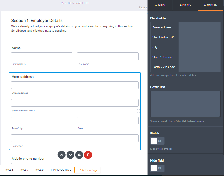 Making an address field read only